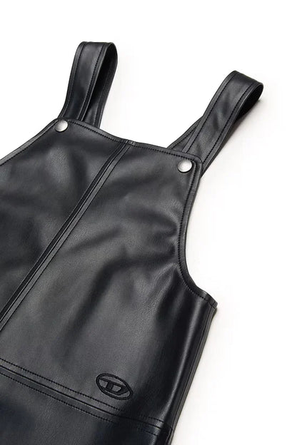 Immitation Leather Dungaree Dress