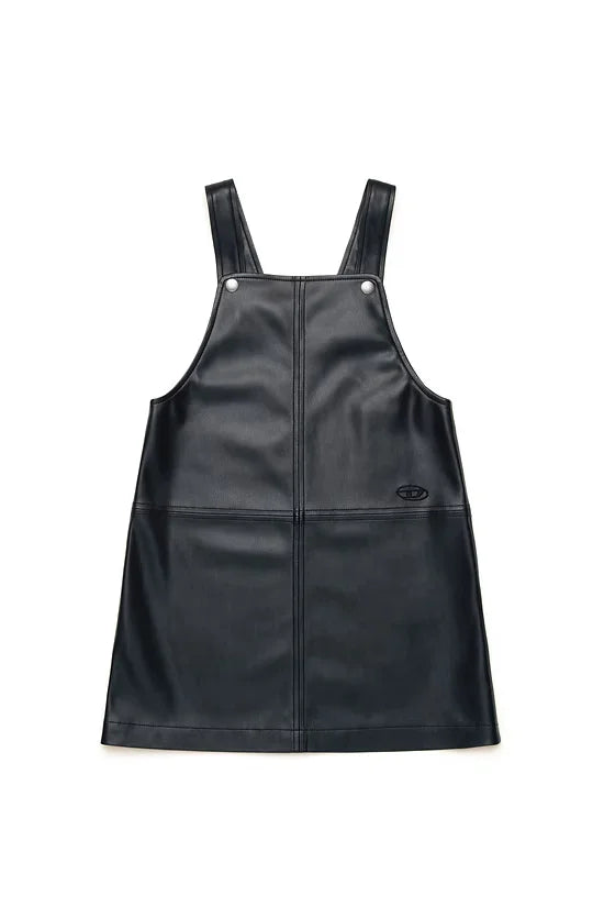 Immitation Leather Dungaree Dress