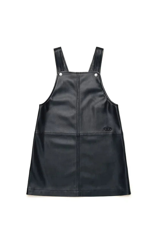 Immitation Leather Dungaree Dress