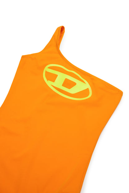 One Shoulder Swimsuit with Oval D Logo