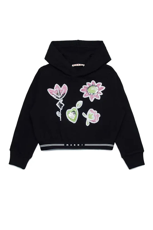Sweatshirt with sequined flowers