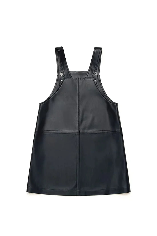 Immitation Leather Dungaree Dress