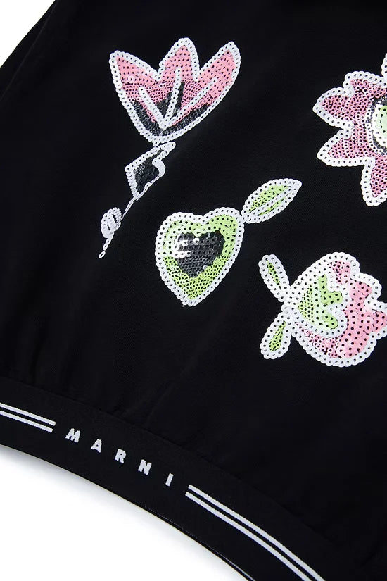 Sweatshirt with sequined flowers