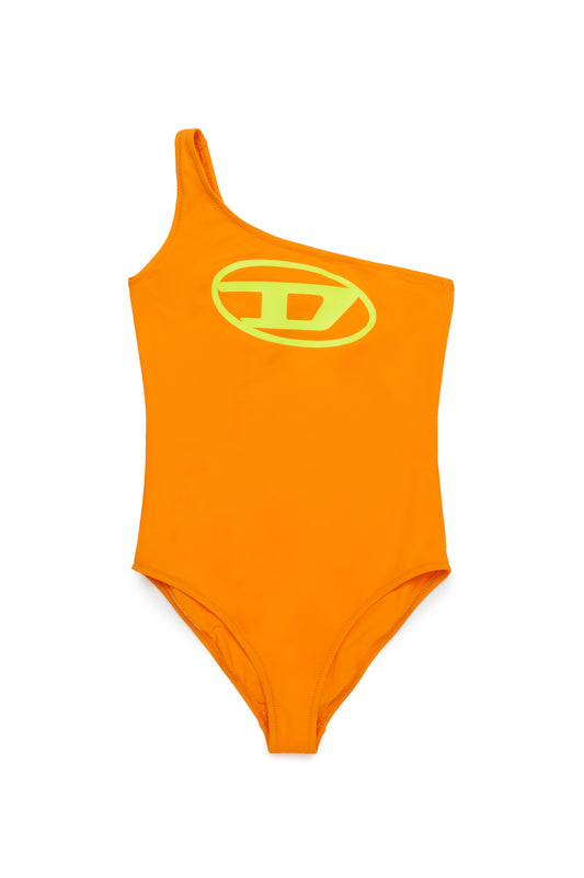 One Shoulder Swimsuit with Oval D Logo