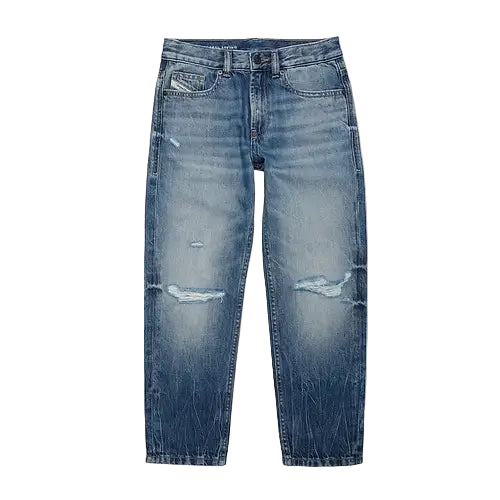 Straight Leg Blue Denim with Breaks