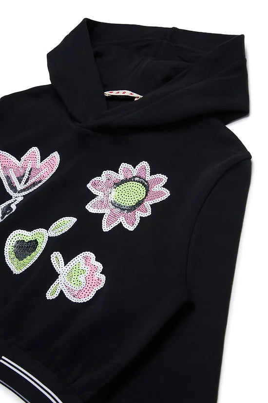 Sweatshirt with sequined flowers