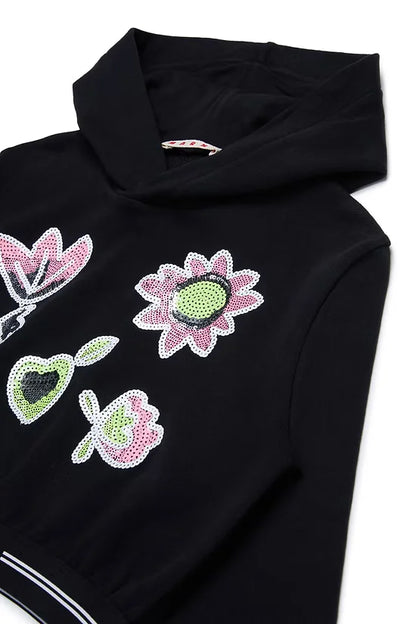 Sweatshirt with sequined flowers