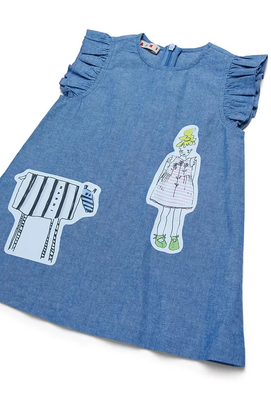 Patterned Chambray Dress
