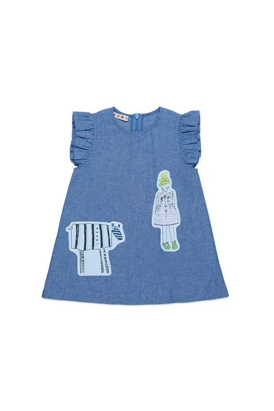 Patterned Chambray Dress